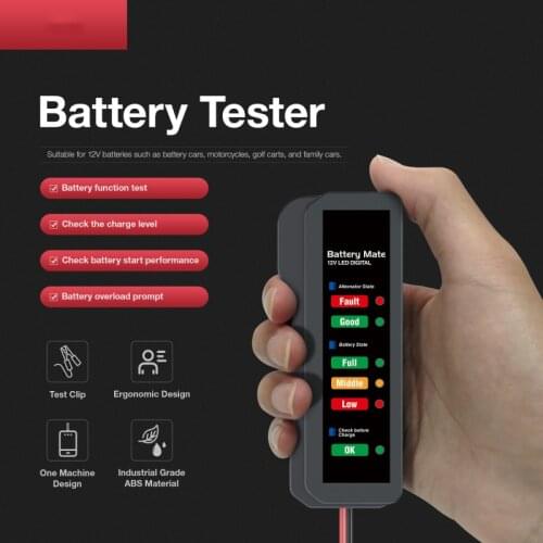 Car Auto Battery Tester Mini 12V Car Battery Tester Car Diagnostic Tool Digital Alternator Tester 6 LED Lights Display