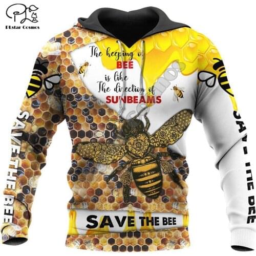PLstar Cosmos Honey Bees 3D Printed Hoodies Casual Men/Women Zipper Hooded Beautiful Animal Unisex Brand Streetwear Apparel B13