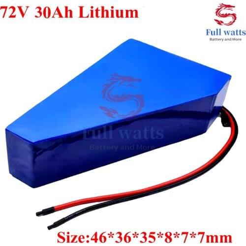 72v 30ah Lifepo4 Triangle Battery with BMS No Li Ion for 72v 1500w 4000w Electric Bicycle Bike Scooter +5A Charger + Bag