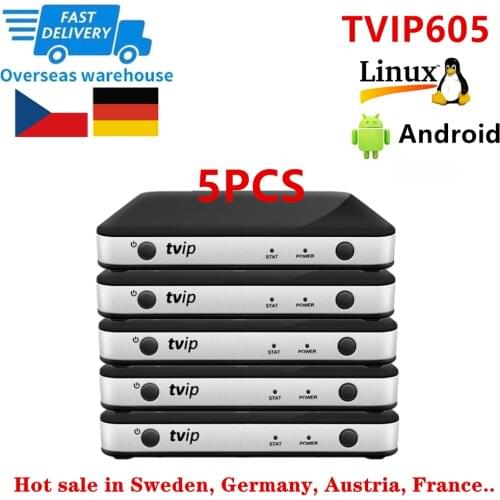 5PCS Tvip 605 TV Box Linux &Android IPTV Box H.265 3840x2160 Quad Core 2.4G 5G Dual WiFi TVIP605 Set Top Box 1080P Media Player