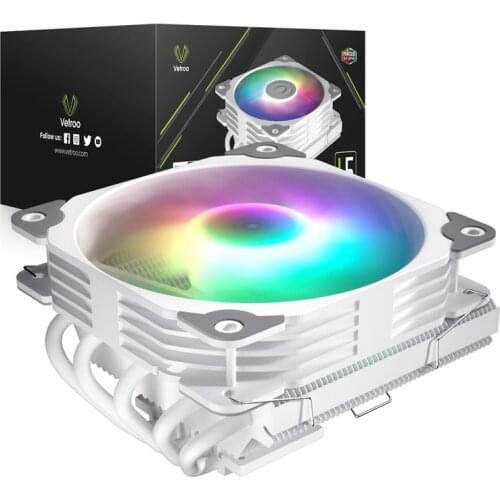 VETROO L5 Low Profile CPU Air Cooler For Intel LGA 1200 1155 1151 1150 AMD AM3 AM4 5 Heatpipes 120mm Quiet PWM CPU Cooling Fan