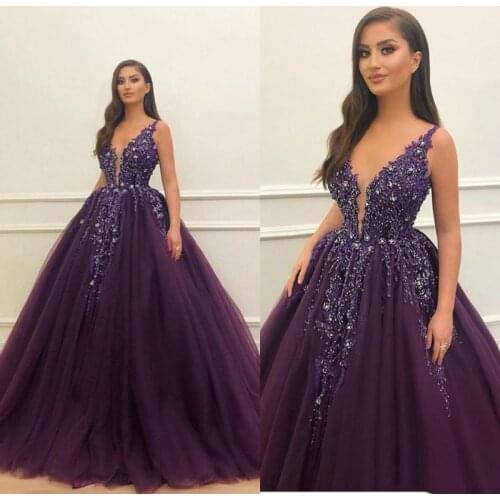 Grape Spaghetti Strap A Line Prom Dresses With Appliques Beads Long Evening Dresses Girls Special Occasion Quinceanera Dress