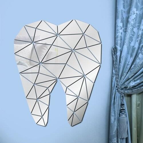 Tooth Shaped Acrylic Mirror Wall Art Sticker Dental Practitioners Clinic Stomatological Hospital Orthodontics Room Art Espejo