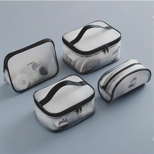 Womens Cosmetic Bag Large-Capacity Portable Travel Wash Makeup Bag Transparent Waterproof Lettered Skin Care Storage Box