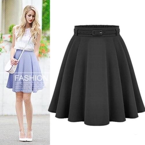 Womens Casual Medium Knee-length Skirts Retro Stylish Female High Waist Ball Gown Skirts Femininas Vintage Women Long Skirt