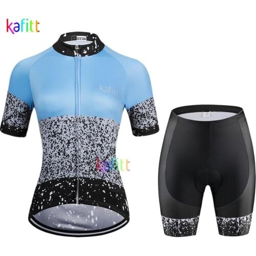 Kafitt Womens Short Sleeve Cycling Jersey Sets 2021 Breathable Bicycle Shirt Quick-Dry Mountain Bike Clothing 2 Pieces Summer