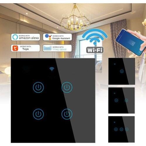 1/2/3 Gang TUYA WiFi Smart Touch Switch Smart Life Wall Button Smart Light Switch For Alexa And Google Home Assistant