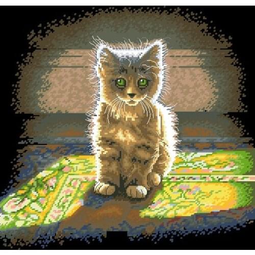 100% egypt COTTON Counted Cross Stitch Kit Warm and Fuzzy Kitten Cat Kitty dim 70-35286 35286