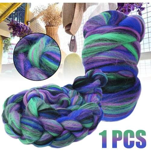 114g Multi-color Merino Wool Mulberry Silk Blend Combed Top Wool Roving for Needle Felted Wool Knitted Blanket 4 oz