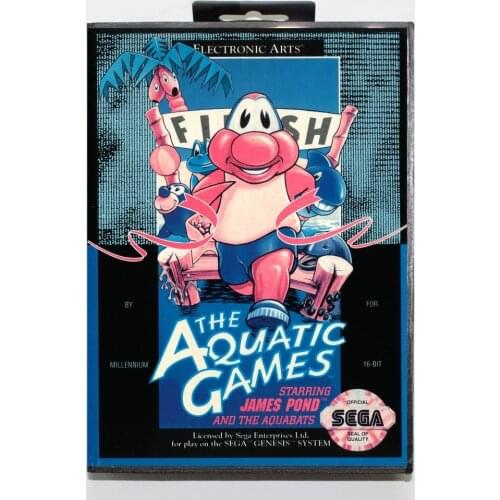 16 bit Sega MD game Cartridge with Retail box - Aquatic Games for Megadrive Genesis system