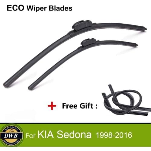 2Pcs ECO Wiper Blades for KIA Sedona 1998-2016, Free gift 2Pcs Soft Spare Rubbers, Best Rated Windshield Wipers