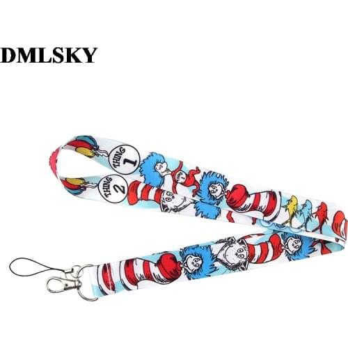 24pcs/lot DMLSKY Dr Seuss Key chains Cartoon Cool Phone Lanyard Women Fashion Strap Neck Lanyards for ID Card Phone Keys M3994