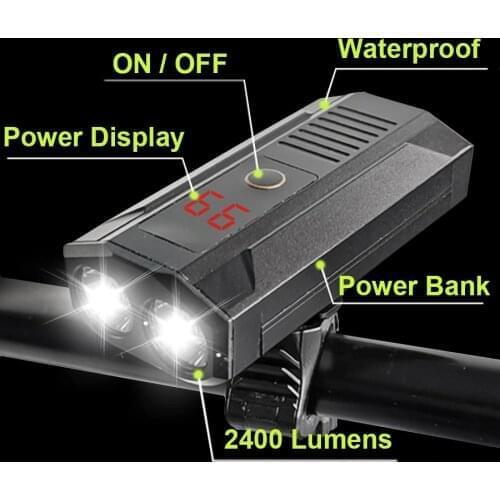 2400 Lumen Digital Display 5200mAh Bicycle Light front Set USB Rechargeable LED Rear Cycling Lamp Waterproof Bicycle Accessories