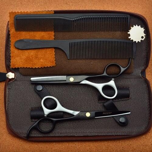 4Pcs/Set 5.5'' Brand Jason White Japan 440C Professional Human Hair Scissors Hairdressing Comb + Cutting + Thinning Shears J1023
