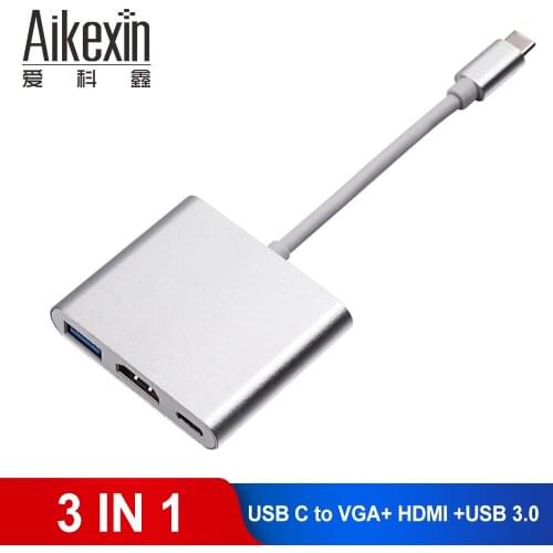 Aikexin USB3.1 Type C to HDMI Adapter 4K+USB 3.0+USB-C Charging Port ,USB 3.1 Multiport Hub for New Macbook/Chromebook Pixel