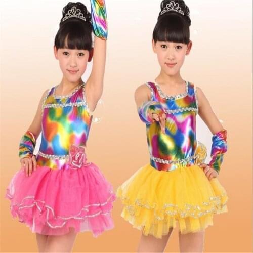 Free Shipping New Arrival Fashion Fiber Optic Fabric Ballet Costume Modern Dance Dress Party Rainbow Tutu Toddlers Tutus Rainbow
