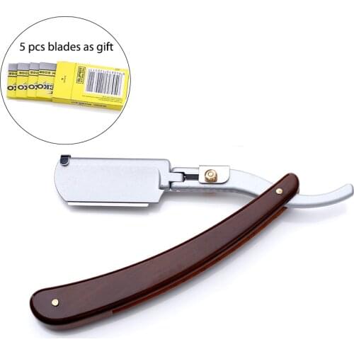 Straight Edge Razor Stainless Steel Folding Shaver Knife Barber Razor Handle Facial Hair Eyebrow Beard Shave Shaving Tool 1pcs