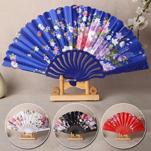 Chinese Style Classic Women Silk Fan Craft Gift Hanfu Dance Fan Summer Folding Fan Foldable Party Performance Props