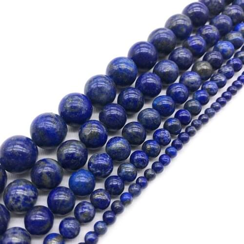 Fctory Price Natural Stone Lapis Lazuli Round Loose Beads 15" Strand 4 6 8 10 12 14 16MM Pick Size For DIY Necklace Bracelet DIY