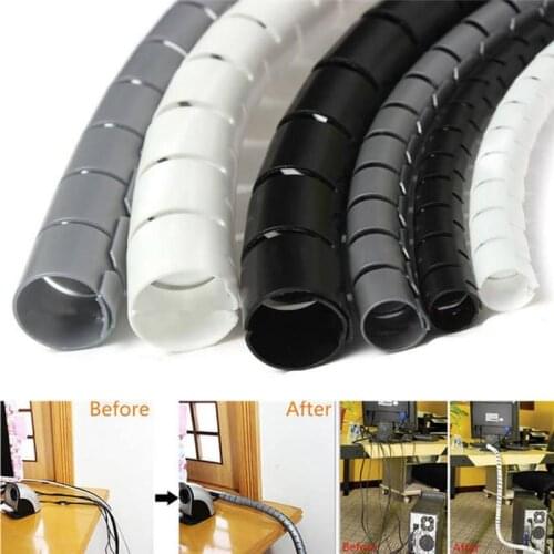 1M New Spiral Wrap Sleeving Band Tube Cable Protector Line PE Plastic Covered Wire Cable Line Protective Sleeve Wire Management