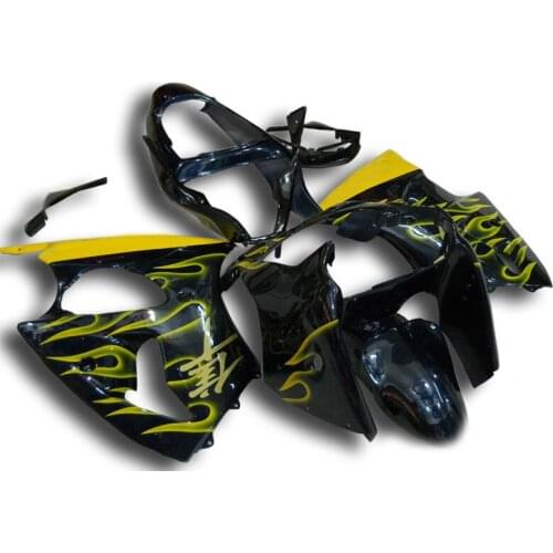 Injection mold Fairing kit for KAWASAKI Ninja ZX6R 636 00 01 02 ZX 6R 2000 2002 ABS Yellow flames black Fairings set+Gifts KE40