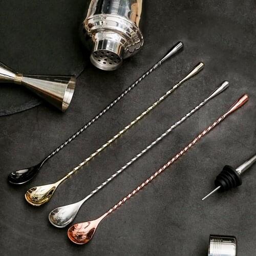 Coffee Stirring Spoon 304 Stainless Steel Mixing Spiral Pattern Cocktail Spoon Bar Bartender Tool Creative Bartending Tool 30cm