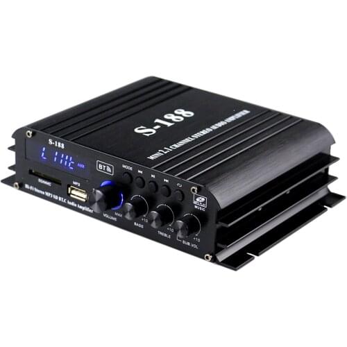 S-188 Mini Audio Power Amplifier Digital Bluetooth Amplifier USB Memory Card Slot MP3 Player LCD Display with Remote Control
