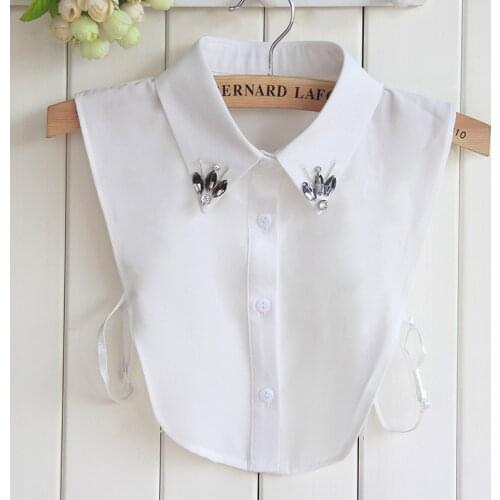 Fashion Summer Women Shirt False Collar Detachable Fake Collar Shirt Lapel Blouse Top Tie Vintage Solid Female Decoration
