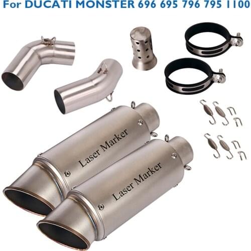 Motorcycle Exhaust Muffler Silencer Tips Baffle Middle Connect Link Pipe for Ducati Monster 696 695 795 796 1100