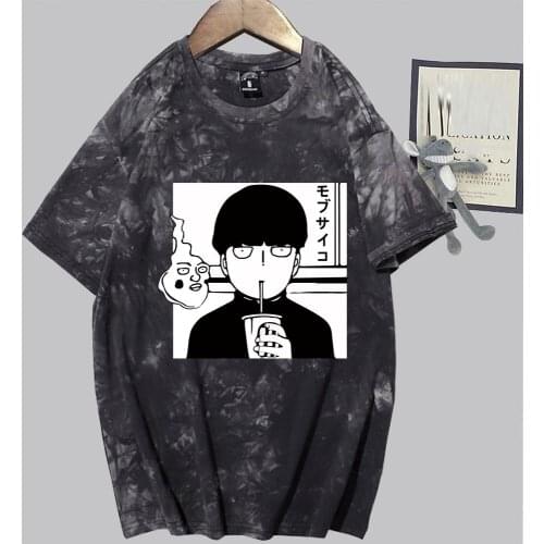 Mob Psycho 100 Funny Tshirt Men Streetwear Harajuku Cotton Hip Hop Top Tees Male