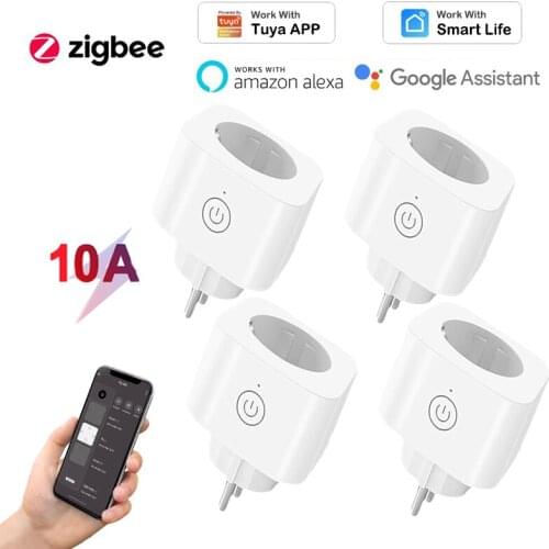 1-8pcs ZigBee 3.0 Smart EU Socket,10A EU Plug,Smart Life Tuya APP Wireless Remote Monitor,Timer,Support Alexa Google Home Voice