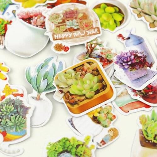 Fresh succulent plants sticker notebook diary note book decorative label stickers school Kawaii Adhesive Printer Paper stickers