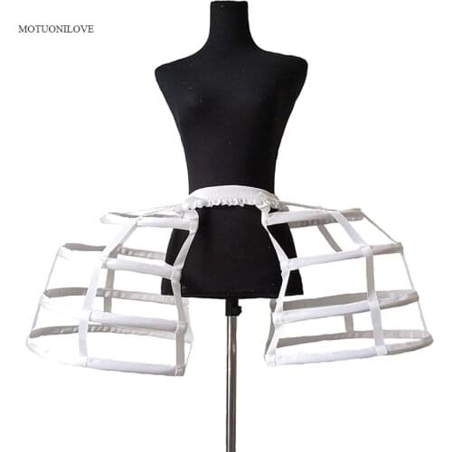 Cosplay Fish-bone Underskirt Petticoat Crinoline Satin Womens Hollow Lolita Dress Short Bilateral Birdcage Crinoline Slips