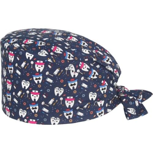 Wholesale Pure Cotton Scrub Caps Anime Printing Nursing Hat Pirates Cap Dust Proof Chef Nurse Working Surgicals Hats Women Men