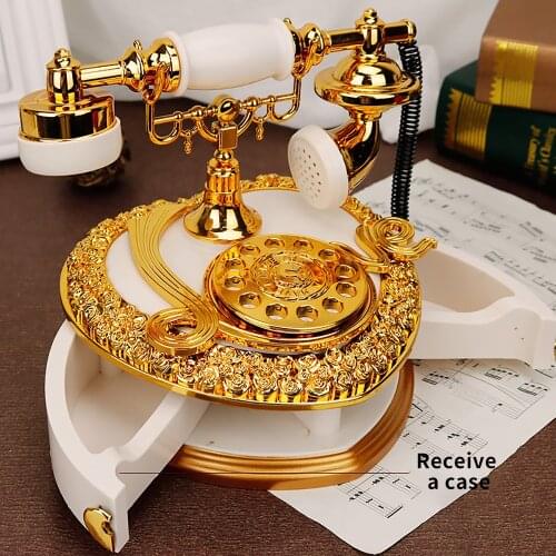 Creative Presents Jewelry Storage Organizer Case Retro European Style Phone Shaped Musical Box Home Decorative Ornaments Gift