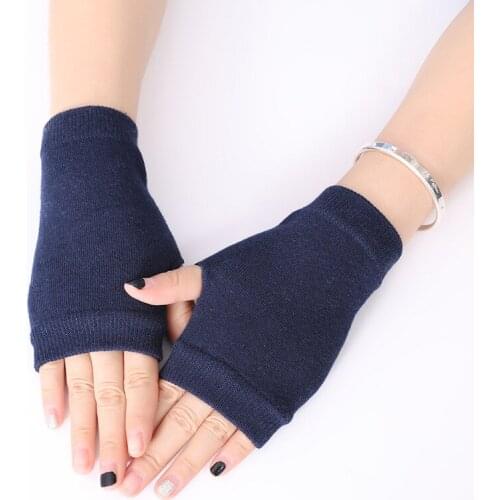 Women Fashion Hand Warmer Winter Gloves Stretchy Arm Crochet Knitting Faux Wool Mitten Warm Long Fingerless Solid Color Gloves