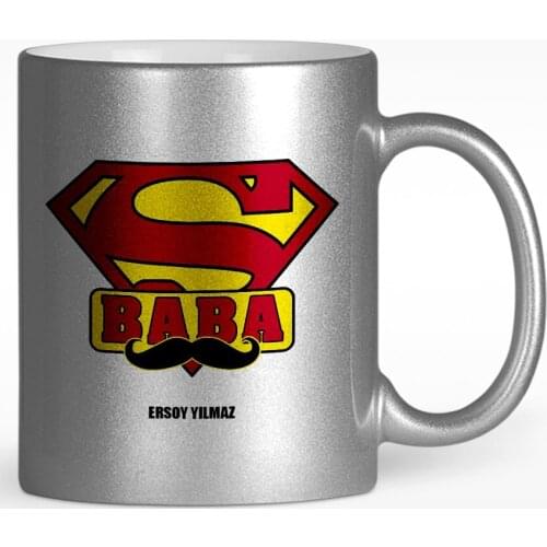 Personalized Super Dad Design Silver-Gilt Mug Cup-5