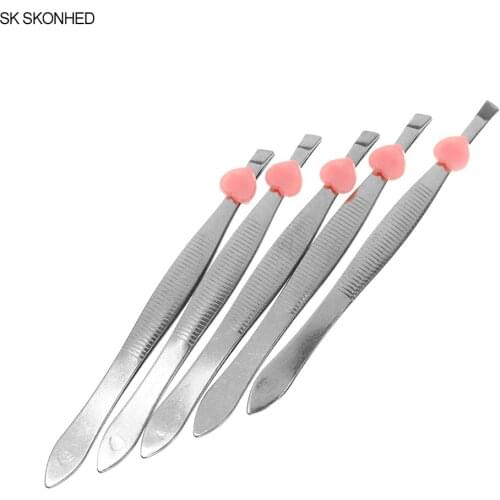 5pcs Stainless Steel Slanted Eyebrow Tweezers Face Hair Removal Clip Makeup Tool Women Cosmetics Beauty Wholesale