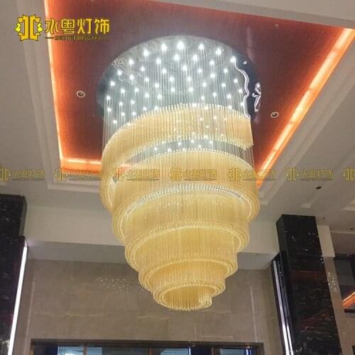Customized Hotel Lobby Light Crystal Big Chandelier Club Duplex Building Long Chandelier Large Project Sales Department Hall led