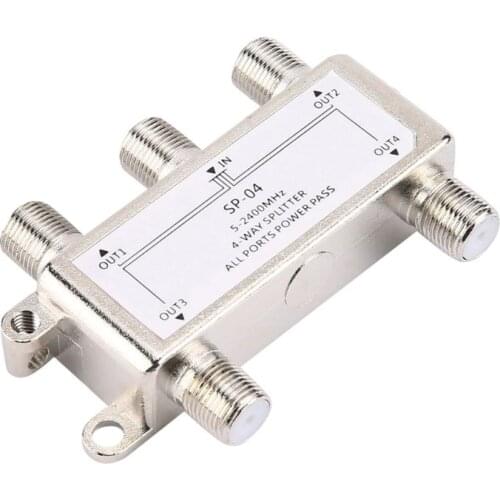 20CE 5-2400MHz 4 Way Digital Coax Cable Splitter 4 Channel Satellite/Antenna TV Signal Distributor Receiver for SATV/CATV