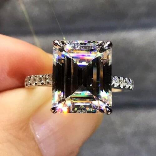 Luxury Emerald cut Simulated Diamond ring set fine Jewelry Original 925 sterling Silver Engagement wedding Rings for Women