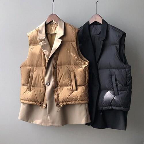 SEDUTMO Winter Patchwork Blazer Duck Down Vest Women Fashion Ultra Light Long Jackets Casual Waistcoat Autumn Slim Parkas ED1300