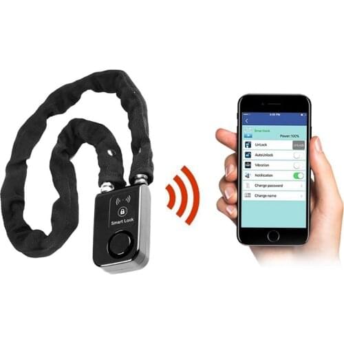 Smart Control Super Smartphone Bluetooth Steel Chain lock Waterproof Anti theft Alarm Bike Bicycle Lock