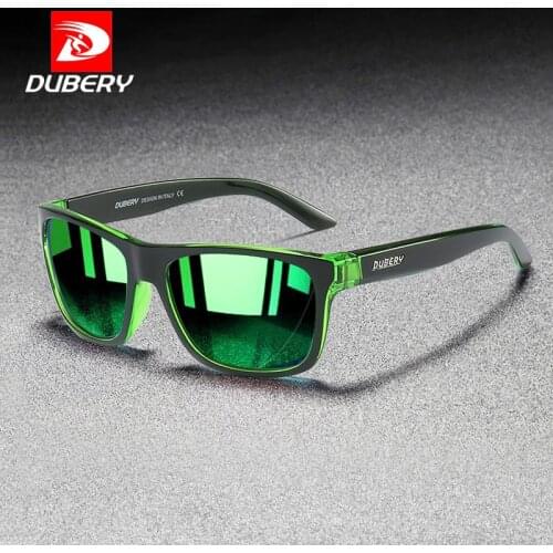DUBERY New Square Polarized Sunglasses Men Fashion Green Mirror Shades Male UV Protection Driving Sport Sun Glasses for Men