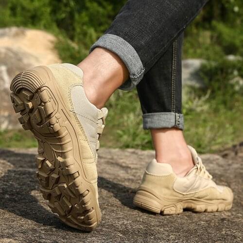 Outdoor Hiking Off-road Adventure Tactical Boots Mesh Low-cut Wear-resistant Combat Training Sneakers Breathable Trekking Shoes