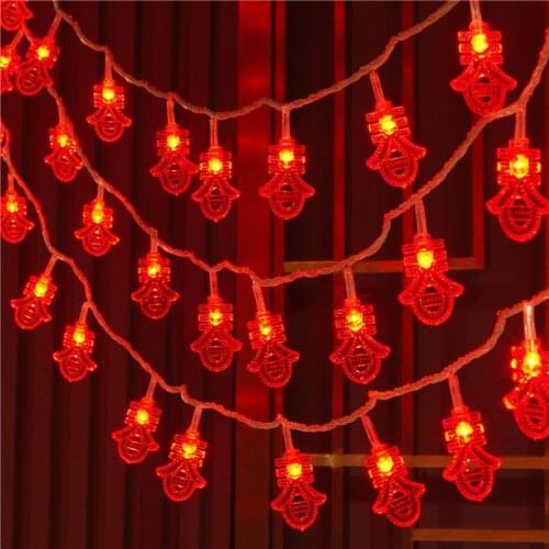 Traditional Chinese Knot Red Lantern LED String Light Christmas Battery Operated Party Supplies Chinese New Year Lights Decor