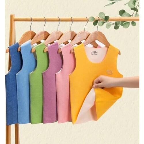 Underwear Crop top Childrens Warm modal Vest Cation Double-Sided Sanding Boys and Girls Autumn and Winter top t-shirts