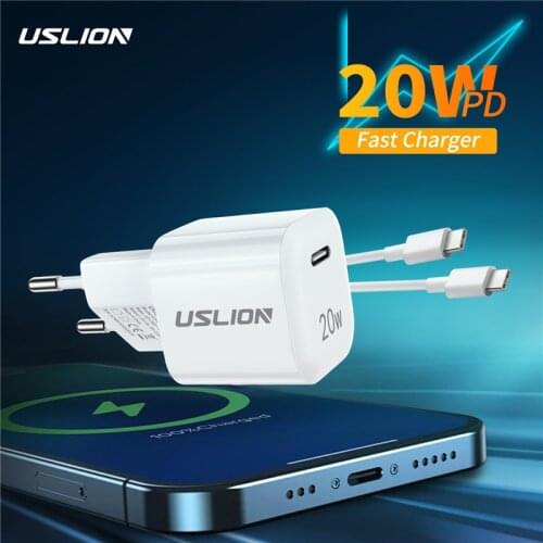 USLION USB C Charger 20W PD Quick Charge 3.0 Fast Charging Type C EU Adapter For iPhone 12 Pro Max Huawei Xiaomi 11 10 Samsung