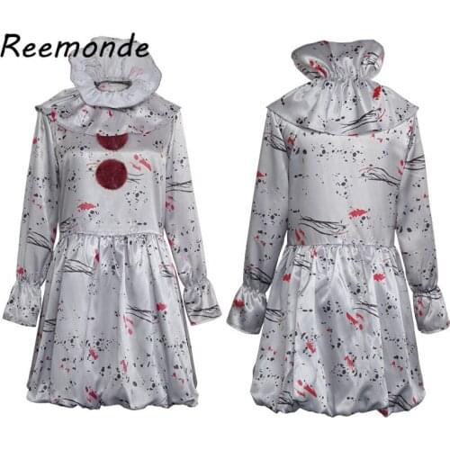 Adult Kids Suits Stephen Kings It Pennywise The Clown Costume Suit Dress Party Show Cosplay Costumes Women Female Cos Dress