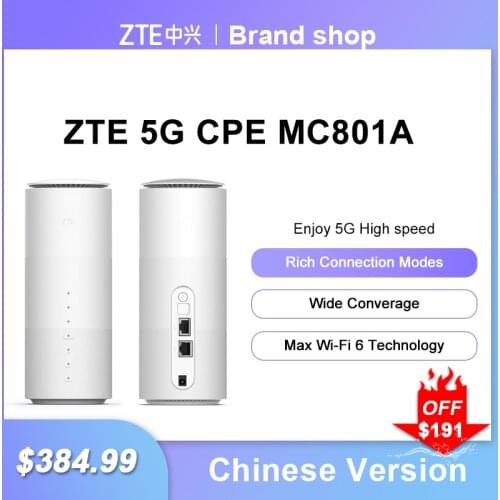New ZTE MC801A CPE 5G Router Wifi 6 SDX55 NSA+SA N78/79/41/1/28 802.11AX WiFi Modem Router 4g/5g WiFi router sim card